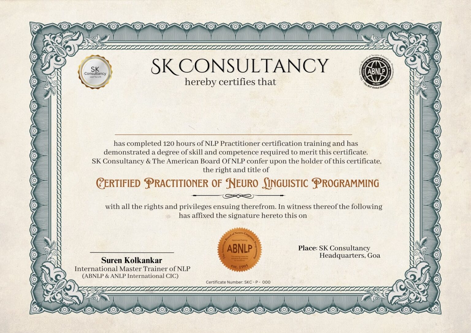 NLP Certificate Sample 1